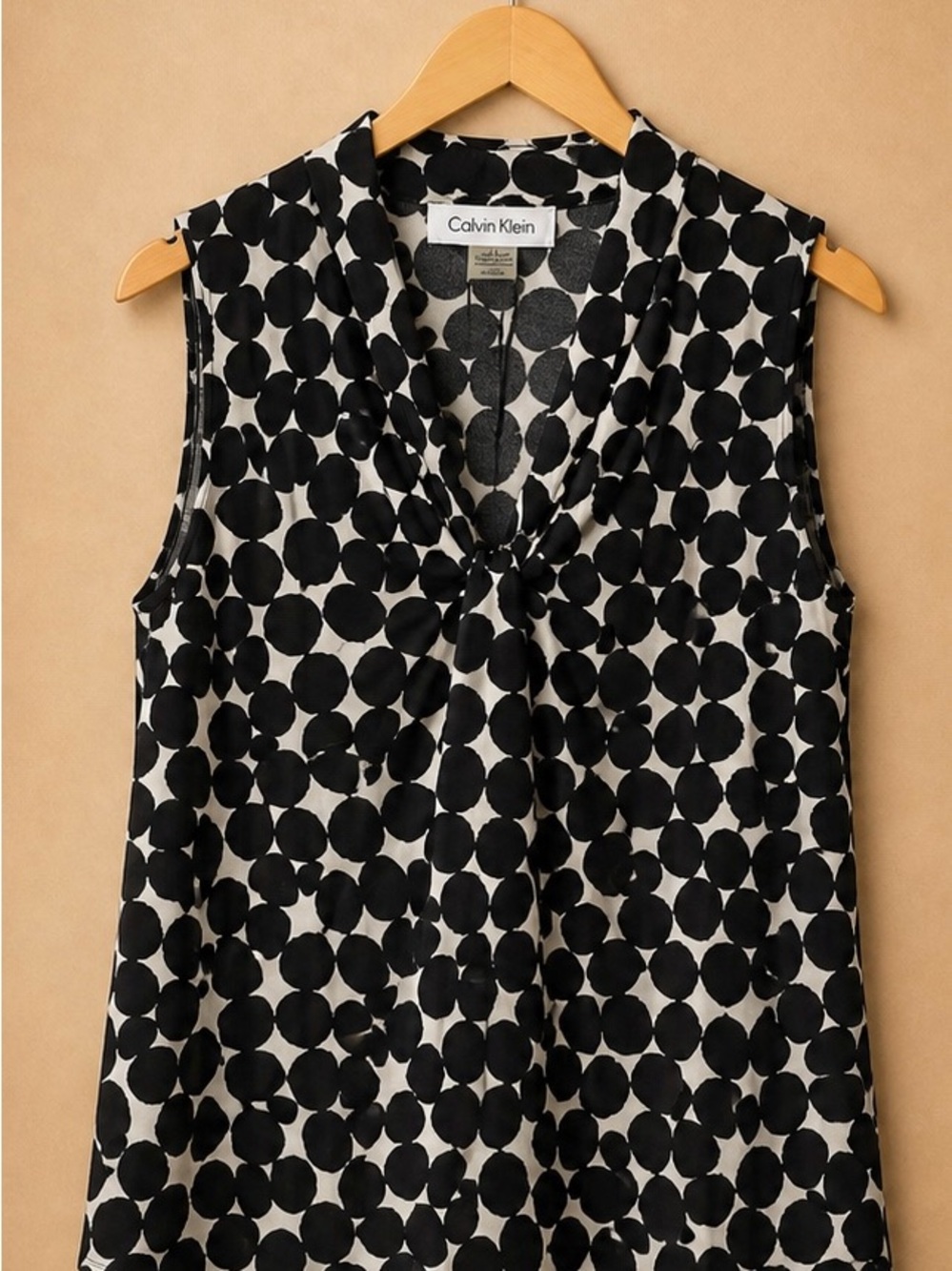 Calvin Klein Black and White Polka Dot Blouse